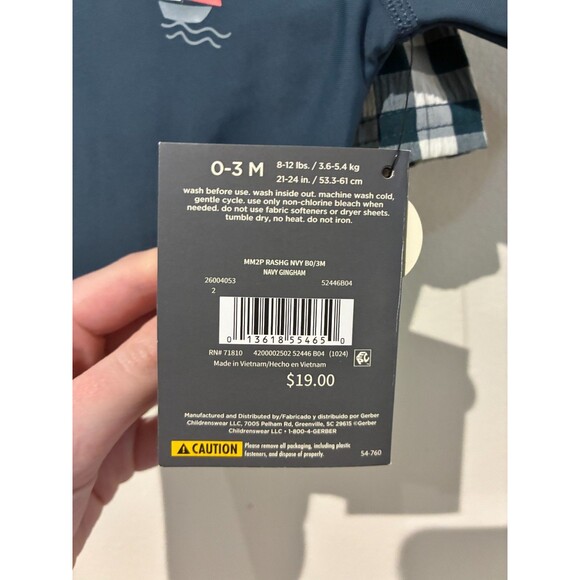 NWT Modern Moments Blue Plaid 2-Piece Rash Guard Swimsuit- 0-3M - Picture 3 of 3